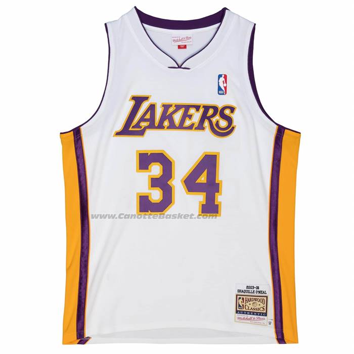 Maglia Los Angeles Lakers Shaquille O'neal No 34 Mitchell & Ness 2003-04 Bianco